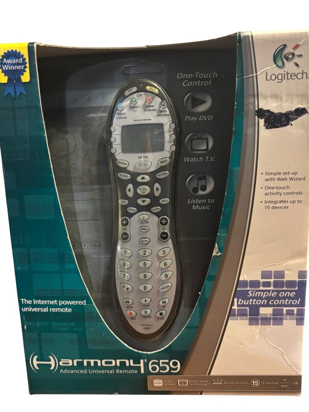 Logitech Harmony 659 Universal Remote in Silver and Black